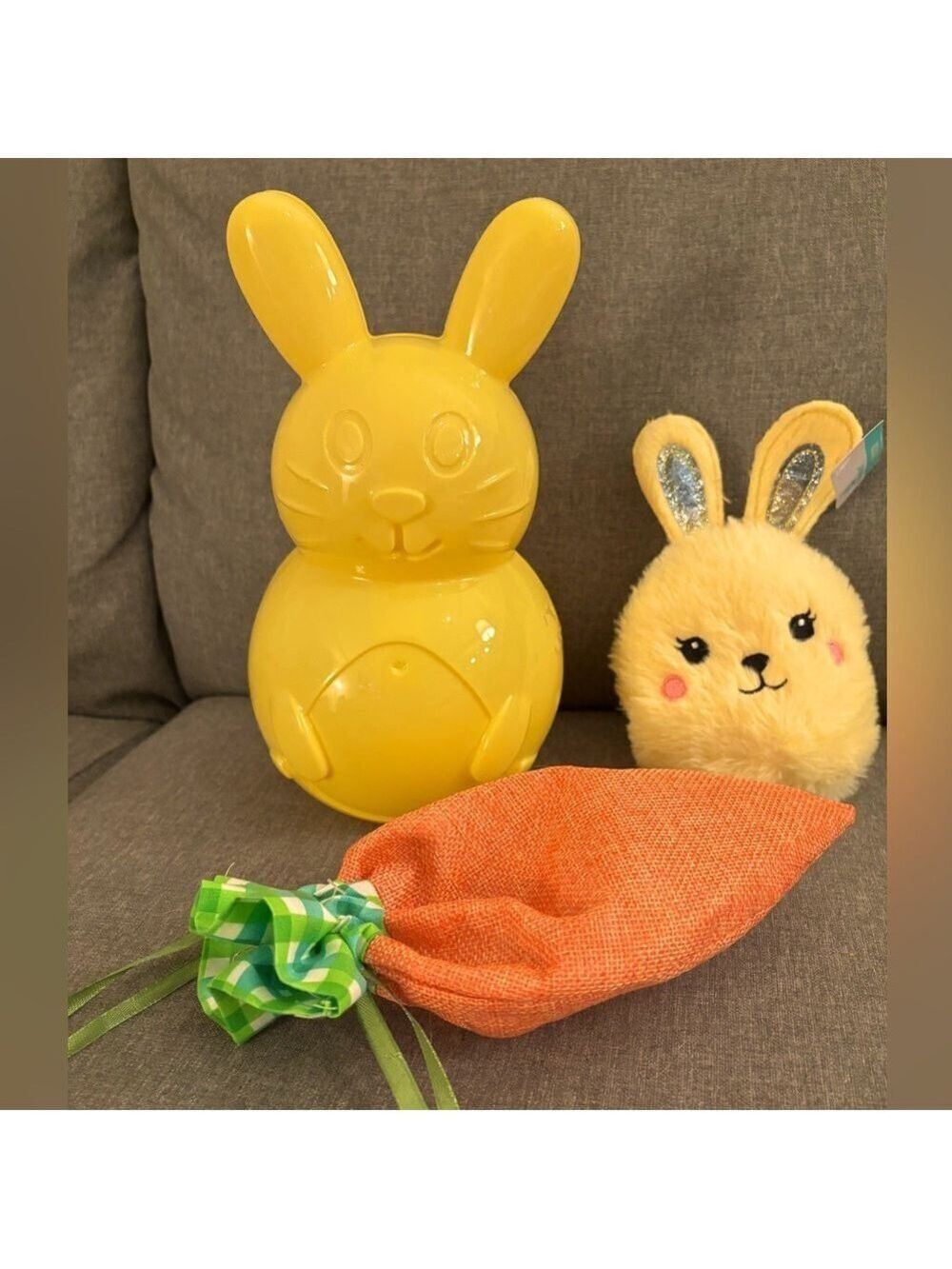 NWT Yellow Bunny Set- Easter bunny shaped egg, plush, and 🥕carrot bag!